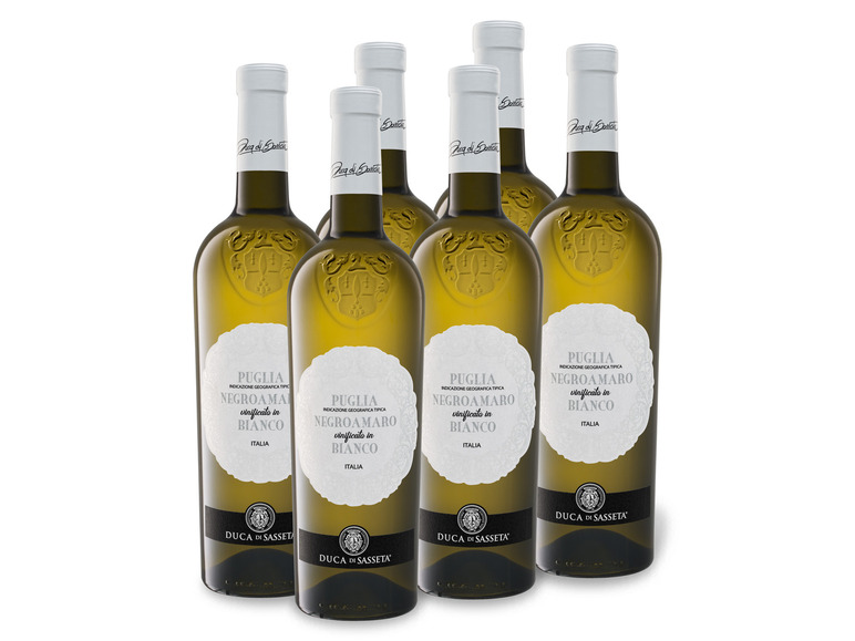 Gehe zu Vollbildansicht: 6 x 0,75-l-Flasche Weinpaket Duca di Sasseta Negroamaro Bianco Puglia IGT halbtrocken, Weißwein - Bild 1