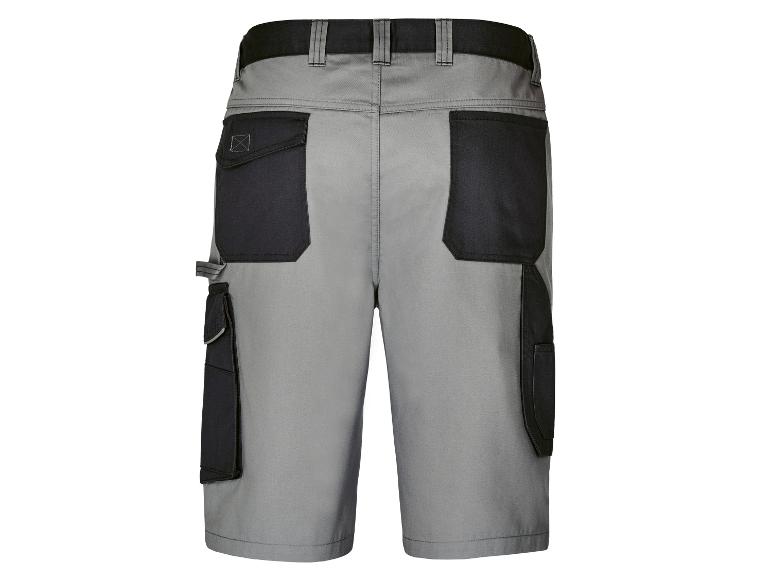 Graue Arbeitshosen mit schwarzen Details und Taschen