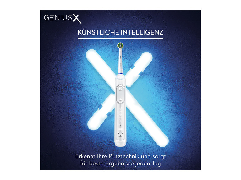 Eine Oral-B elektrische Zahnbürste mit Genius X Technologie.