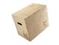 Holz-Plyobox mit Griffen und Höhenmarkierungen von 40, 50 und 60 cm.