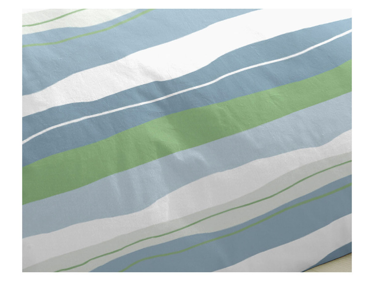 Gehe zu Vollbildansicht: Primera Perkal Bettwäsche »Streifen Blau-Grün«, aus reiner Baumwolle - Bild 3