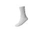 Weißer Sportsocken mit schwarzen Details, Seitenansicht.