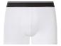 Weiße Herren-Boxershorts mit schwarzem Bund und einem weißen Streifen.