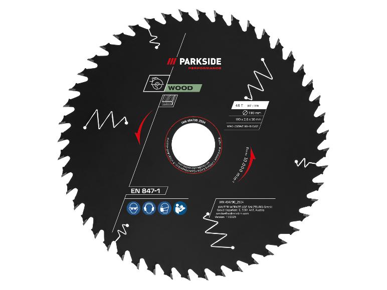 Parkside Performance Kreissägeblatt für Holz, 190 mm, 48 Zähne.