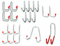 Sortiment an Metallhaken mit roten Enden, geeignet für Lagerung und Organisation.
