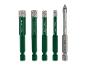 Set aus 5 Bohrern, darunter 4 Diamantbohrer (10, 8, 6, 5 mm) und 1 Glasbohrer (6 mm).