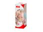 Babyflaschenverpackung mit Mutter und Baby, das aus der Flasche trinkt.