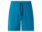 Blaue Herren-Pyjamashorts mit schwarzem Kordelzug.