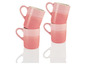 Vier rosa Kaffeetassen mit geriffeltem Rand