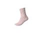 Rosa Socke mit kleinen Herzchenmuster.