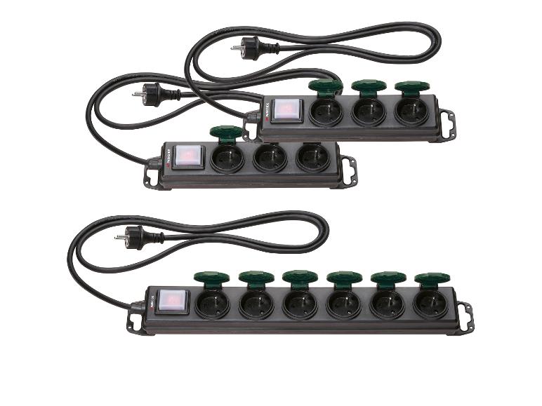 Drei Parkside Steckdosenleisten mit Schalter und Kindersicherung.