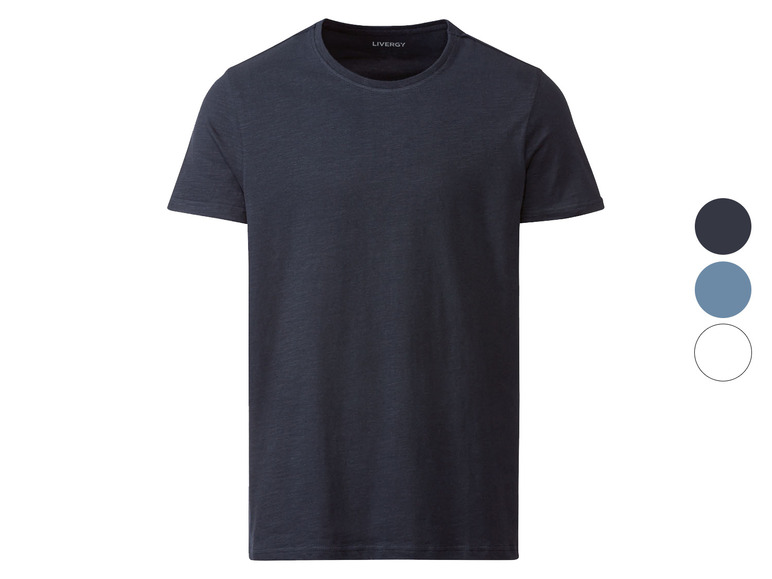 Ein dunkelblaues T-Shirt von Livergy.