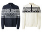 Zwei Strickpullover mit skandinavischem Muster.