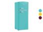 Ein türkisfarbener Severin Kühlschrank im Retro-Stil.