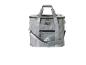 Graue Kühltasche mit oberen Griffen, Schultergurt und vorderen Reißverschlusstaschen