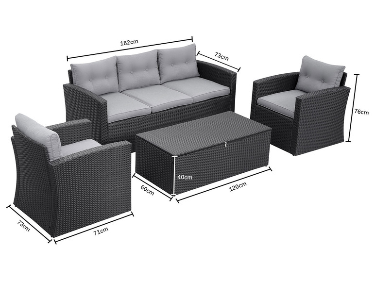 Gehe zu Vollbildansicht: MeXo Gartenmöbel 5-Sitzer Lounge-Set inkl. Polster - Bild 40