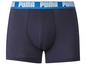 Blaue Puma Boxershorts mit weißem Logo.