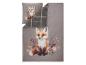Bettwäsche mit Fuchs- und Herbstlaub-Print, eine Seite kariert.