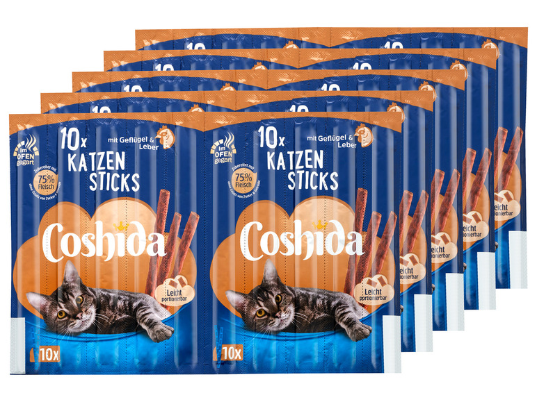 Gehe zu Vollbildansicht: COSHIDA Katzensticks mit Geflügel & Leber, 10 x 50 g - Bild 1