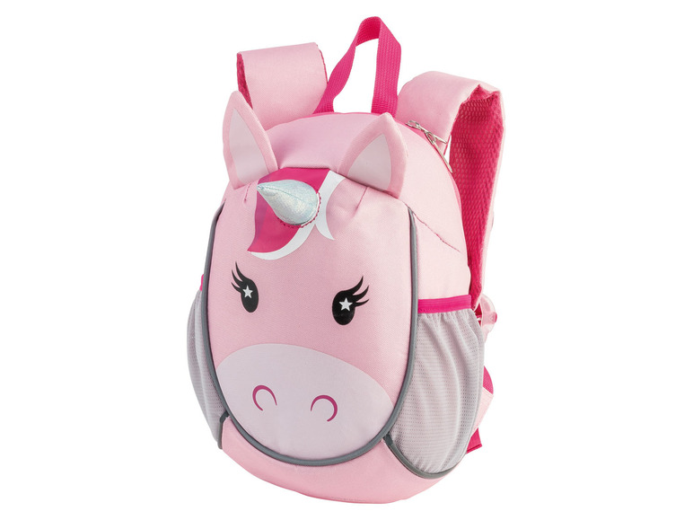 Ein rosafarbener Einhorn-Rucksack für Kinder.
