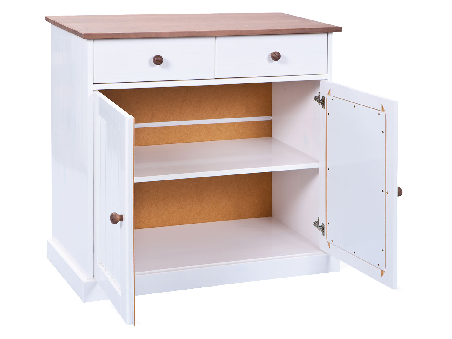 Thumbnail - Inter Link Buffet/Kommode Westerland (Mit 2 Schubladen & 2 Drehtüren, weiß, sepia/braun)