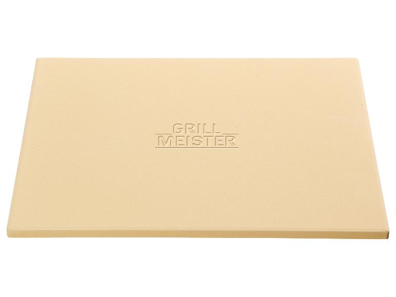 Beiger Pizzastein mit geprägtem „GRILL MEISTER“-Schriftzug