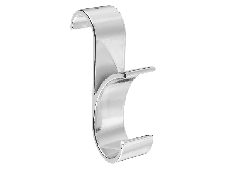 Glänzender Chrom-Türhaken mit doppelt geschwungenem Design.