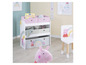 Ein Peppa Pig Aufbewahrungsschrank mit rosa und grauen Aufbewahrungskörben.