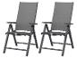 Zwei graue klappbare Gartenstühle mit Armlehnen