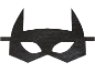 Schwarze Batman-Maske mit Ohren und Augenlöchern.