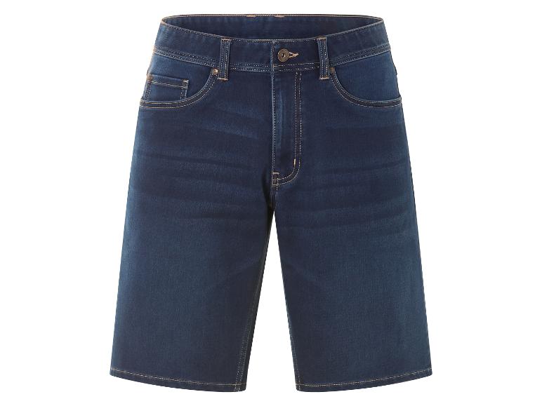 Dunkelblaue Jeans-Shorts.