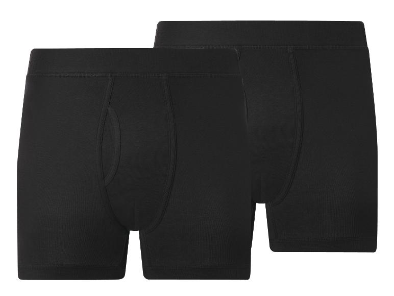 ESMARA MEN Herren Feinripp-Boxer mit Eingriff, 2 Stück, schwarz.