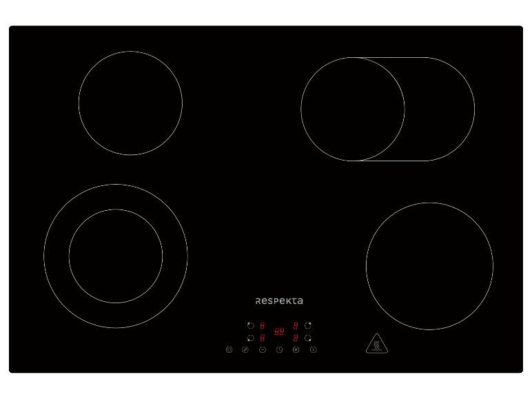 Schwarzes Cerankochfeld mit vier Kochzonen und digitaler Steuerung