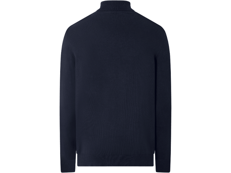 Dunkelblauer Herren-Rollkragenpullover, Rückansicht
