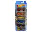 Ein Hot Wheels-Set mit fünf Sportwagen in verschiedenen Farben.
