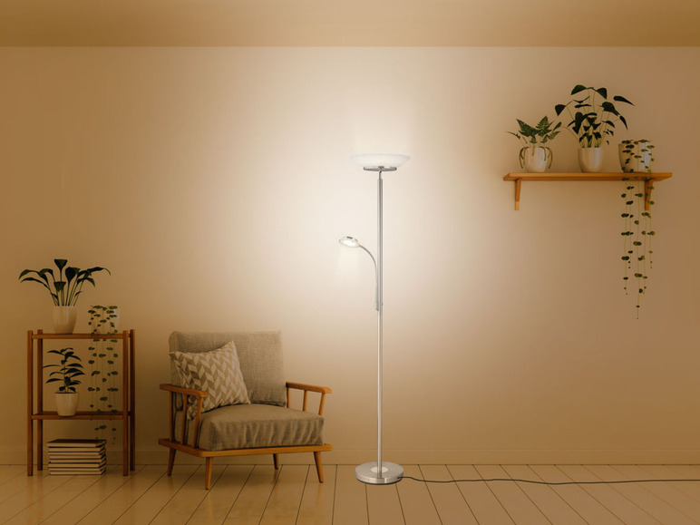 Gehe zu Vollbildansicht: LIVARNO home LED-Deckenfluter, Glasschale, mit Leselampe - Bild 2