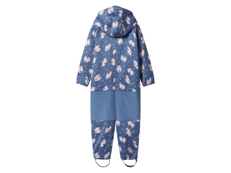Blauer Kinder-Regenoverall mit Einhorn- und Herzchen-Print