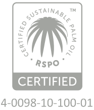 Zertifiziertes nachhaltiges Palmöl-Siegel, Nummer 4-0098-10-100-01.