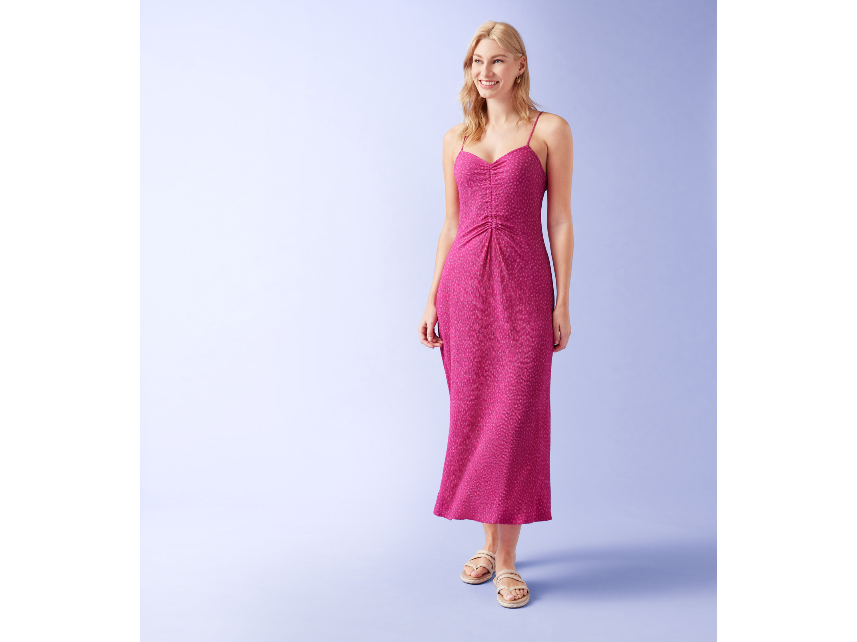 ESMARA® Damen Kleid Plissee (pink gemustert, L(44/46)) – Bild 2 von 4