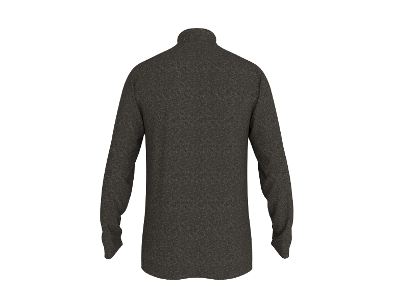 Graues Herren-Langarm-Sweatshirt mit Stehkragen, Rückansicht.