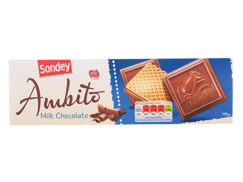 Verpackung von Sondey Schoko Waffeln