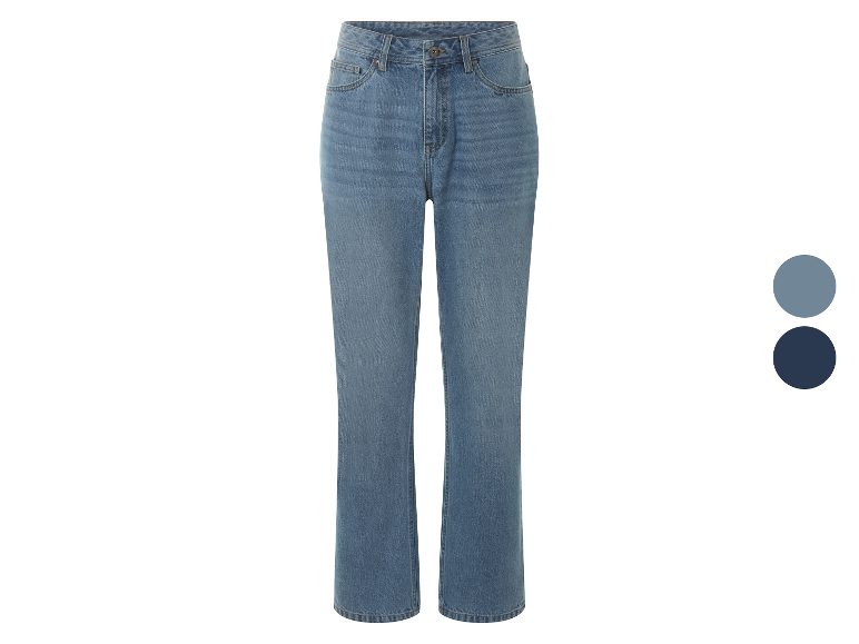 Blaue Jeans mit zwei Farbmustern: Hellblau und Dunkelblau.