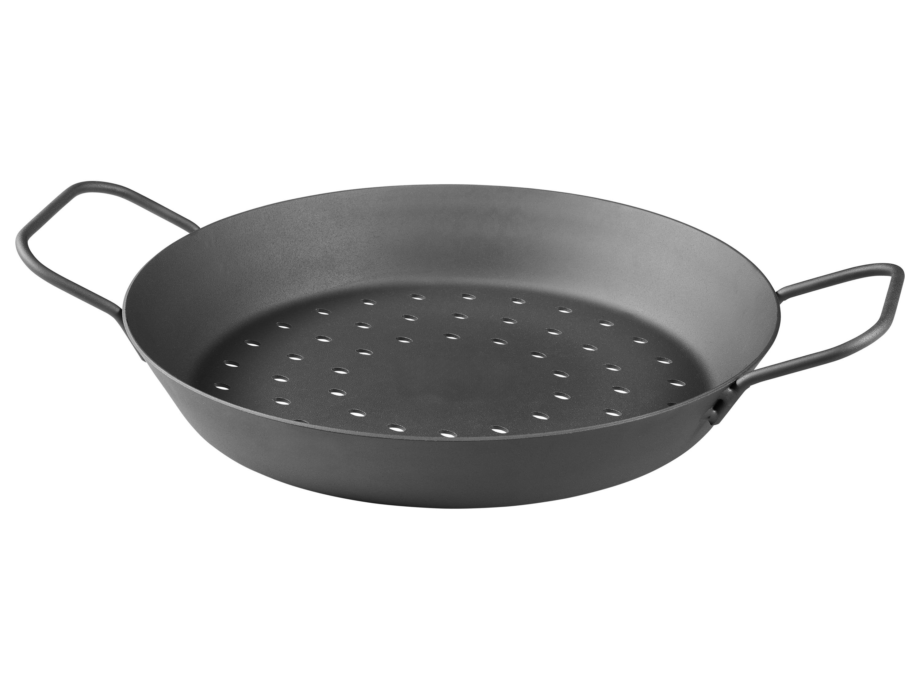 GRILLMEISTER Eisenpfanne Ø32cm/ gelocht Ø28cm/ m. Servierbrett (Eisenpfanne 28cm)