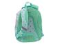 Türkiser Kinderrucksack mit rosa Katzenköpfen, Rückansicht.