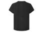 Schwarzes kurzärmeliges Sport-T-Shirt mit Rundhalsausschnitt, Rückansicht.