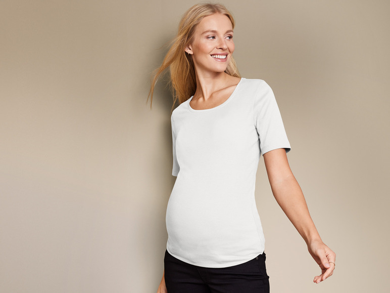Gehe zu Vollbildansicht: esmara® Damen Umstands-T-Shirts, 2 Stück, in modischer Ripp-Qualität - Bild 7