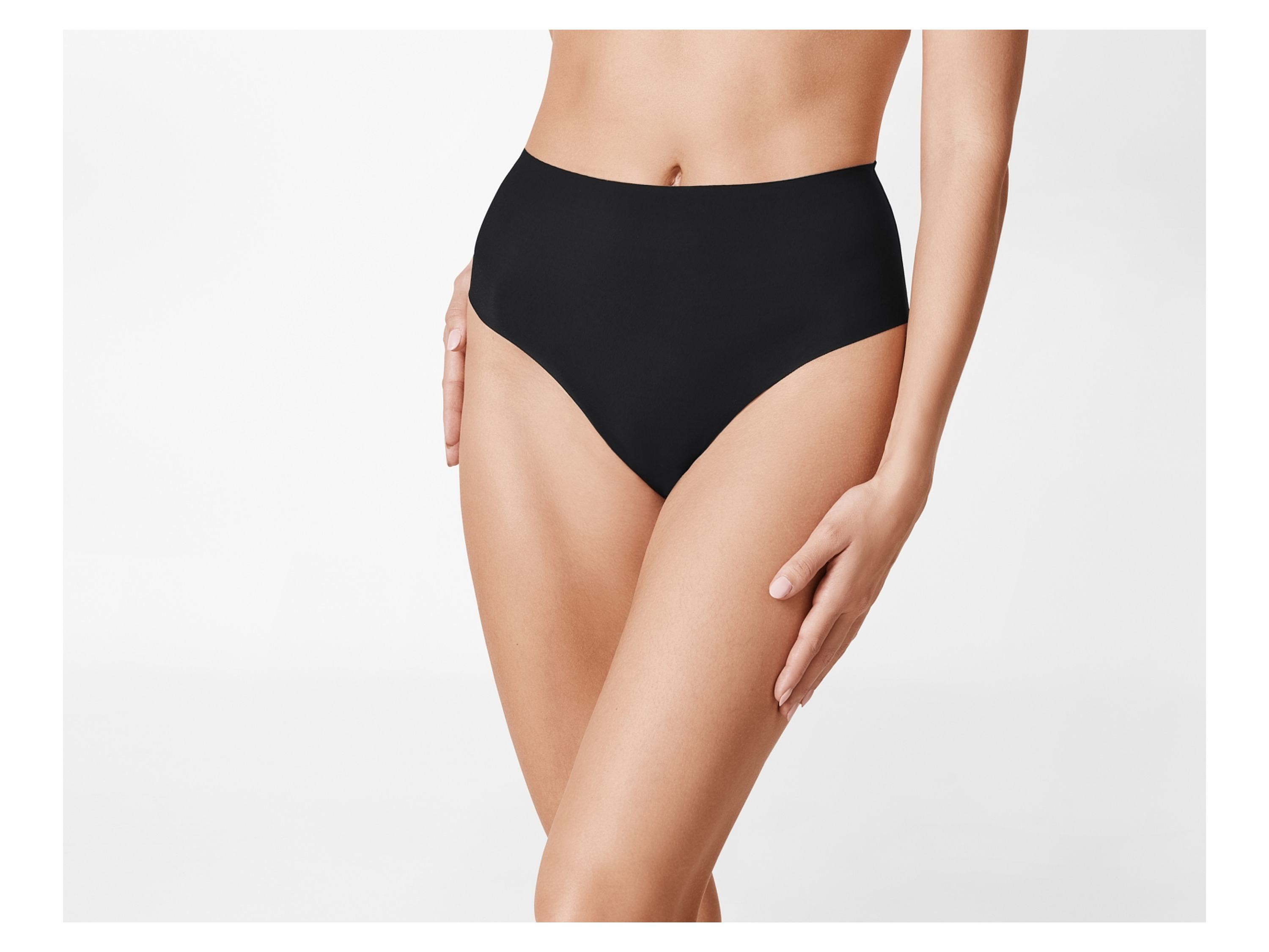 Thumbnail - esmara® Damen Lasercut-Bauchwegslips, 2 Stück (schwarz/beige, M(40/42))