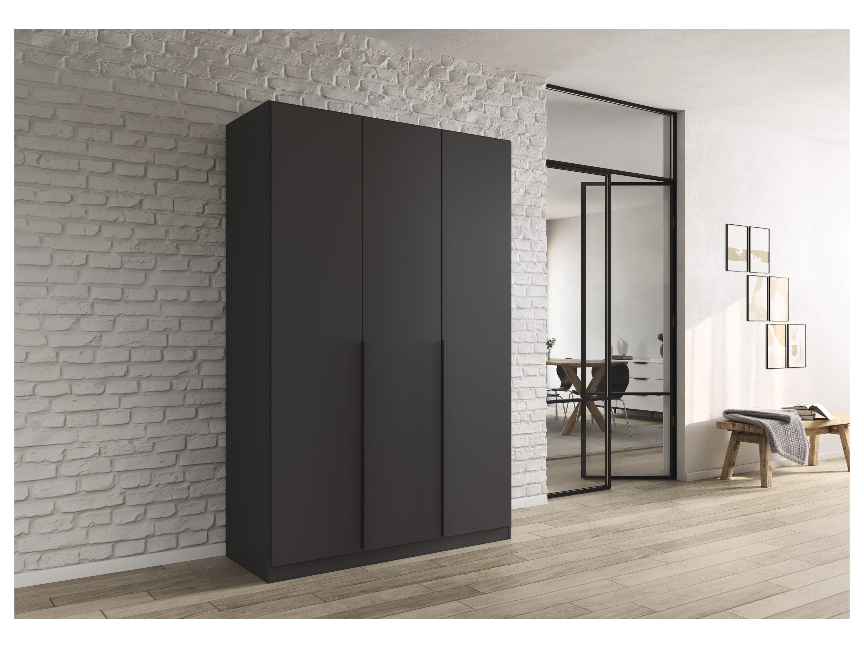 RAUCH ORANGE Drehtürenschrank Alabama (Premium-Zubehör, Graumetallic, Griffe Grau, 136 x 210 cm) – Bild 2 von 4