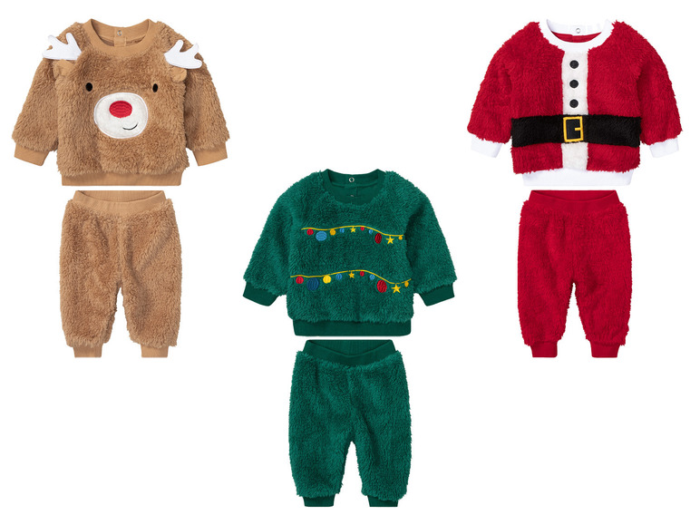Gehe zu Vollbildansicht: lupilu® Baby Plüschanzug in niedlichem, weihnachtlichem Design - Bild 1