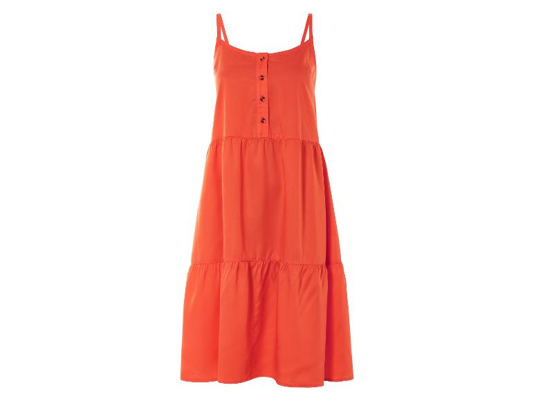 Oranges Midi-Kleid mit Trägern, Boho-Stil.